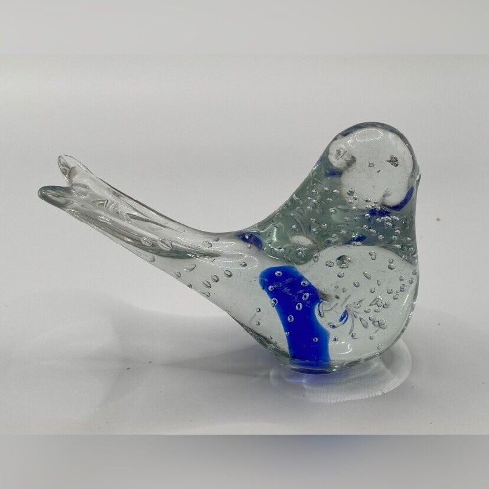 Vintage Blown Glass Art Bird Figure Paperweight 5 x 3.5”